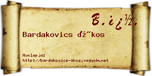 Bardakovics Ákos névjegykártya